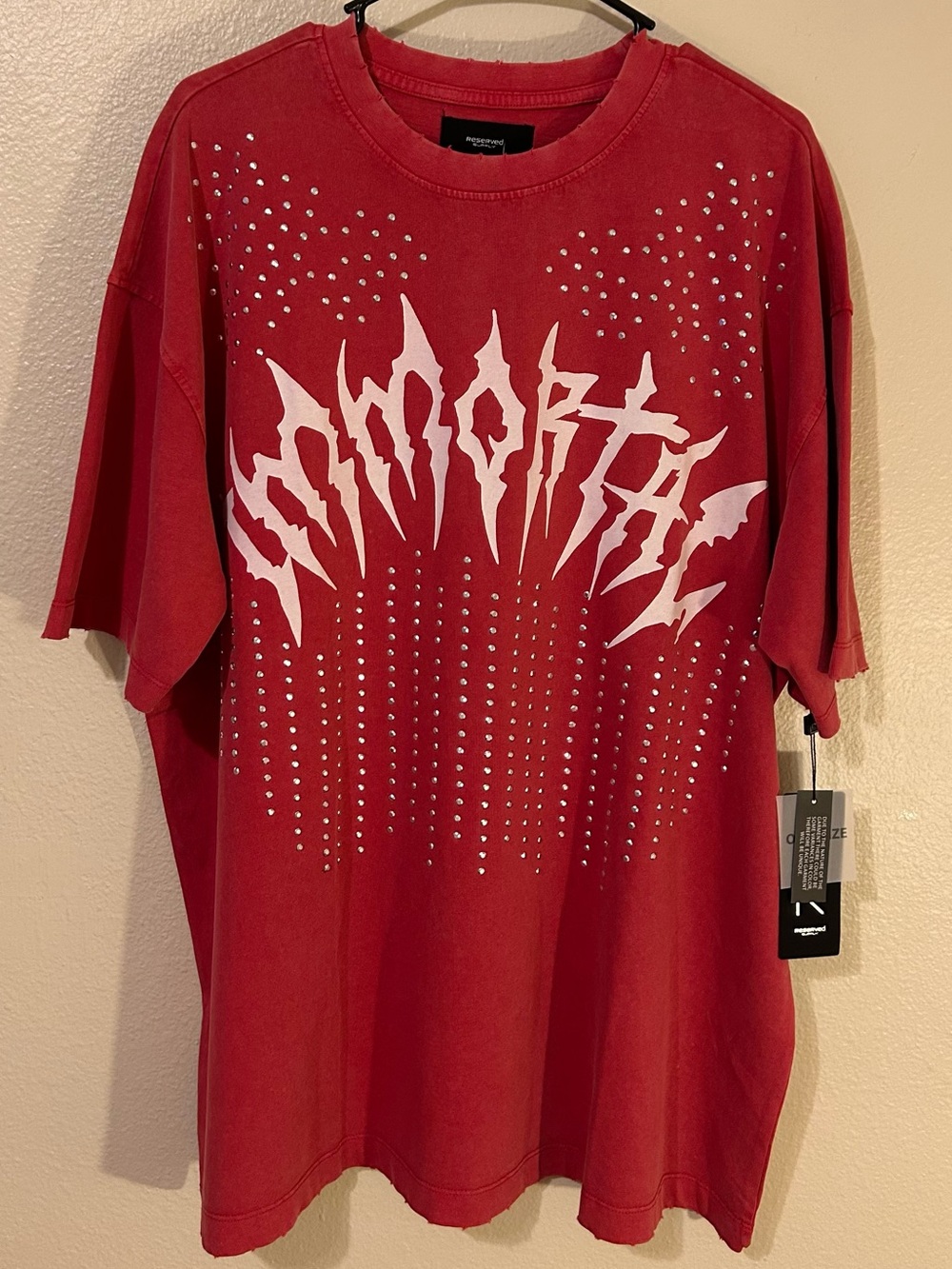 Reserved Supply Mens Oversize T-Shirt Distressed with IMMORTAL Graphic Size L